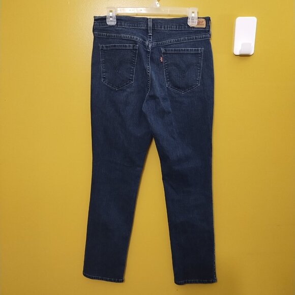 Ladies Levi's 505 Straight Leg Dark Wash Stretch Jeans Size 8 - Picture 3 of 7